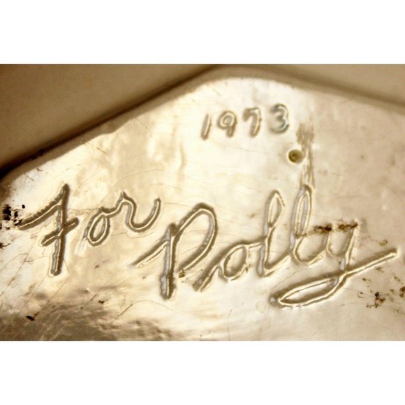 VTG 73 Hand Painted Sign French Country Ceramic Pitcher Blue Lover Renaissance - Picture 6 of 9